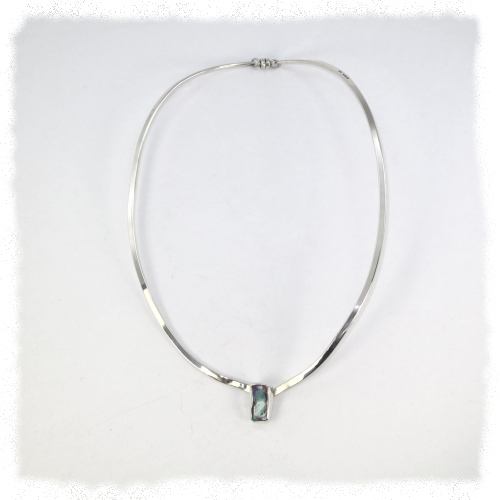 Silver hinged choker with boulder opal
